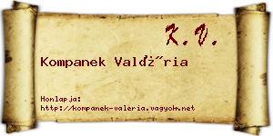 Kompanek Valéria névjegykártya